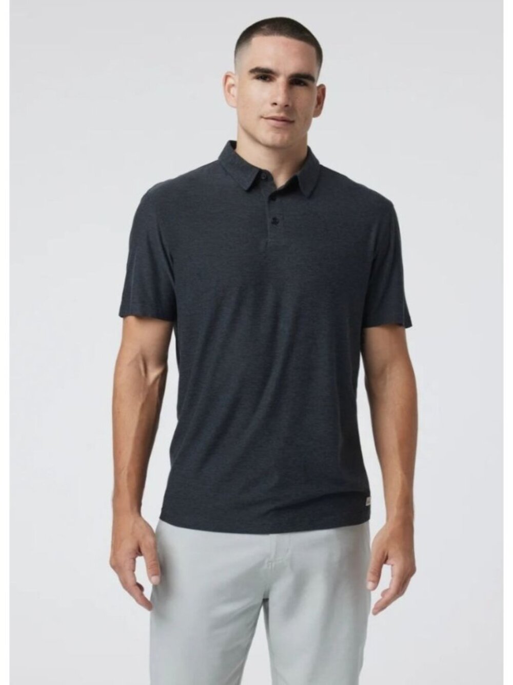Vuori Men's Medium Charcoal Strato Tech Short Sleeve Polo Shirt V188 Athleisure
